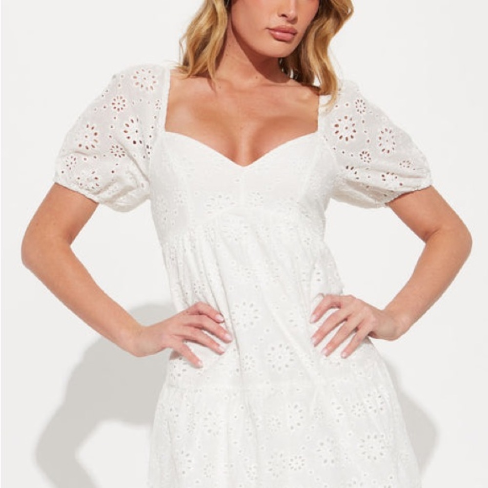 Elegant White Eyelet Dress